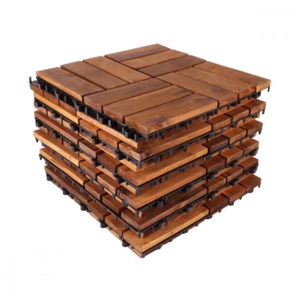 أرضيات باركيه كاستيل خشب 12 قطعة بني فاتح