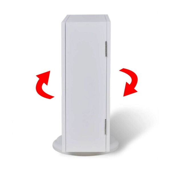 خزانة ومنظم اكسسوار مربع وجهين بقاعدة دوارة واضاءة ليد أبيض 