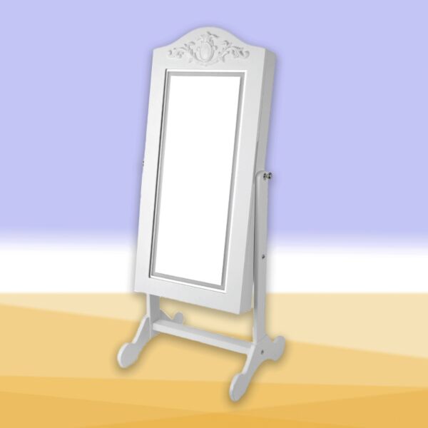 خزانة منظم اكسسوار مستطيل تاج واضاءة ليد تيارا أبيض 