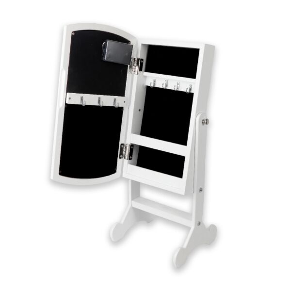 خزانة ومنظم اكسسوار بيضاوي بإضاءة ليد أبيض 