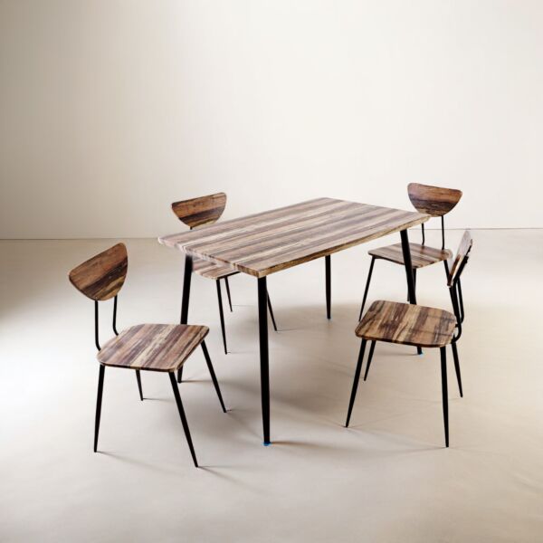 طقم طاولة طعام مودرن مستطيلة مع 4 كراسي ميركو لون خشبي وأسود