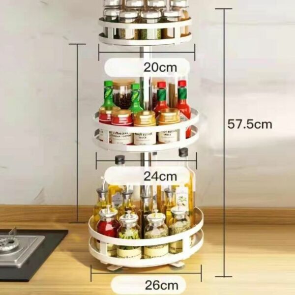 رفوف تنظيم حديد 3 دور دائرية  اللون ابيض 