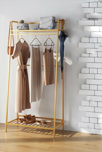 علاقة ومنظم ملابس معدني برفين بلو ذهبي