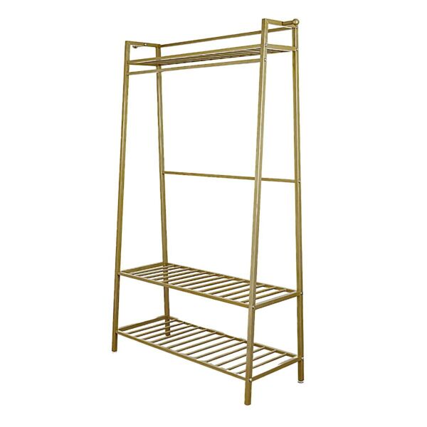 علاقة ومنظم ملابس معدني مزدوج 3 روفوف فانسي ذهبي