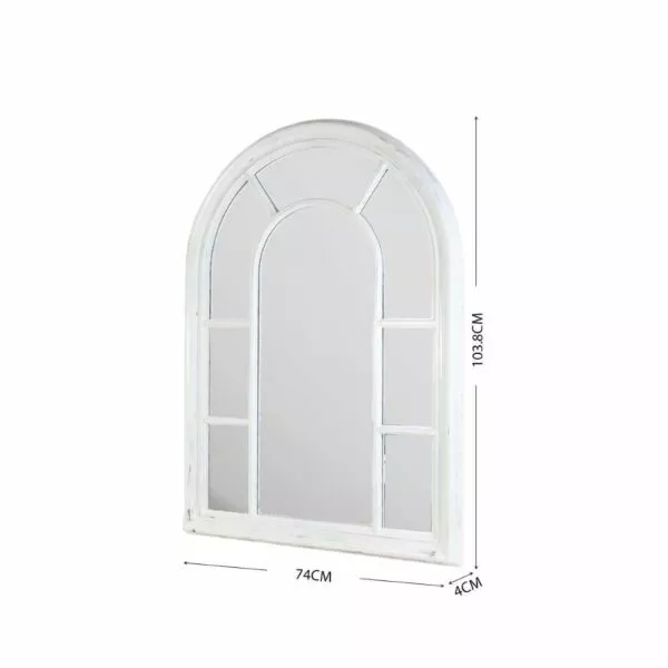 مرآة حائط شكل شباك معتق ساني  -  أبيض 