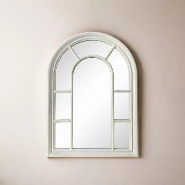 مرآة حائط شكل شباك معتق ساني  -  أبيض 