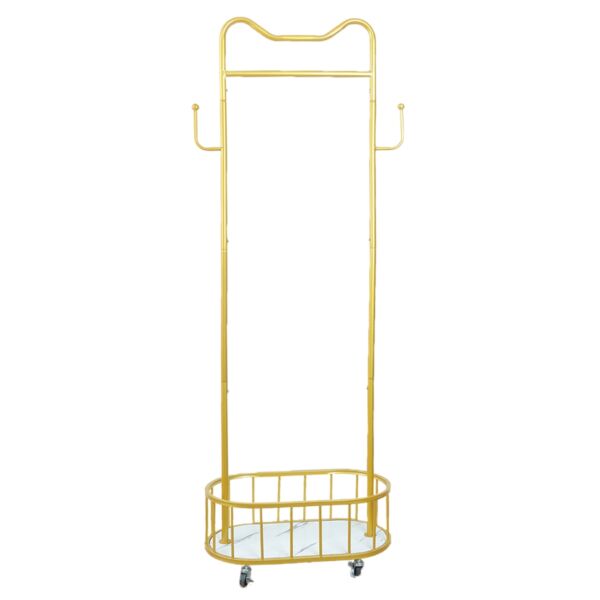 علاقة ومنظم ملابس معدني بسلة مورو - ذهبي