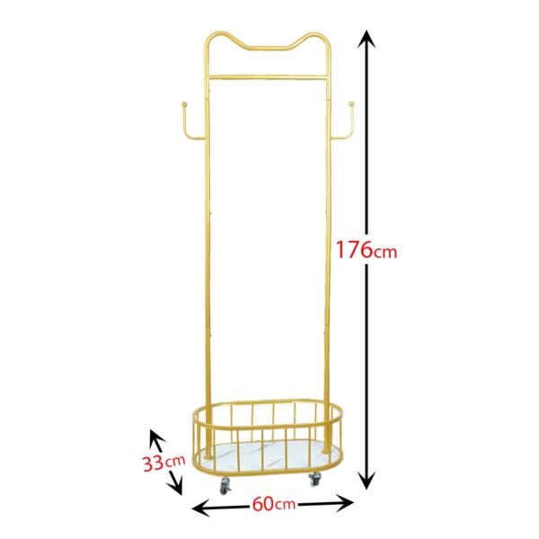علاقة ومنظم ملابس معدني بسلة مورو - ذهبي