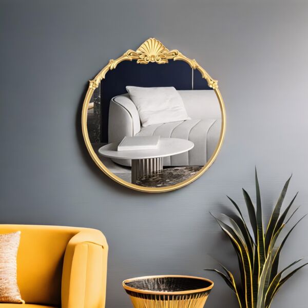 مرآة جدارية شكل تاج 53 سم - ذهبي