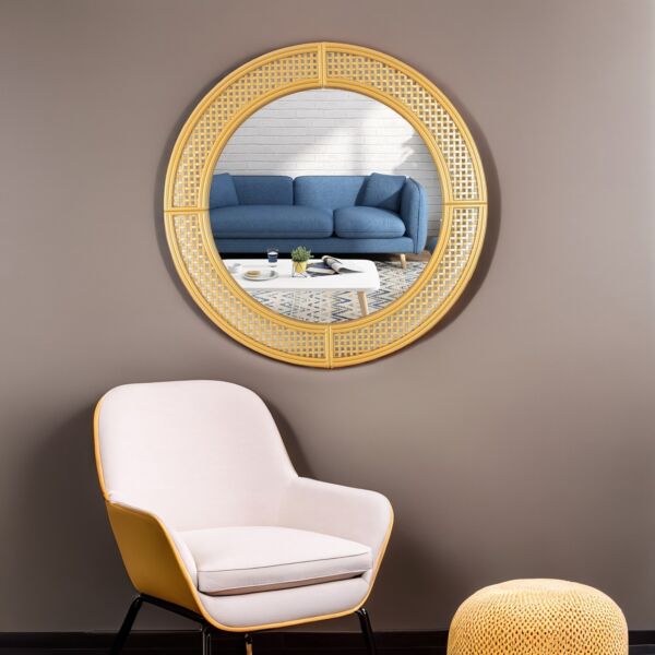 مرآة جدارية دائرية 76 سم - ذهبي