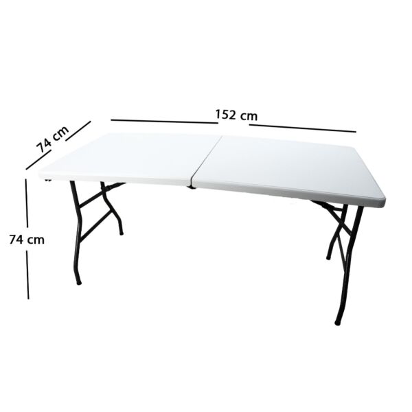 طاولة فايبر مستطيلة قابلة للطي 152x74 - أبيض