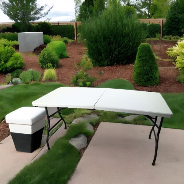 طاولة فايبر مستطيلة قابلة للطي 152x74 - أبيض