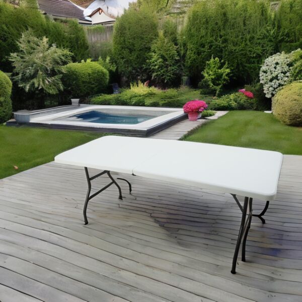 طاولة فايبر مستطيلة قابلة للطي - أبيض