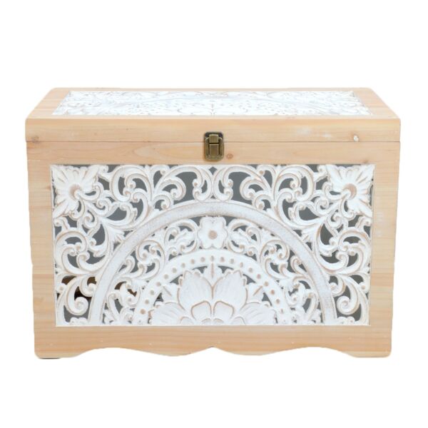 طقم صناديق خشب كلاودي - خشبي وابيض