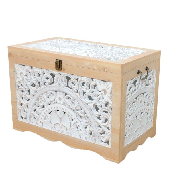 طقم صناديق خشب كلاودي - خشبي وابيض