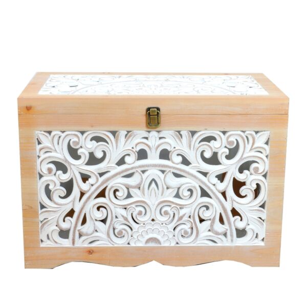 طقم صناديق خشب كلاي - خشبي وابيض