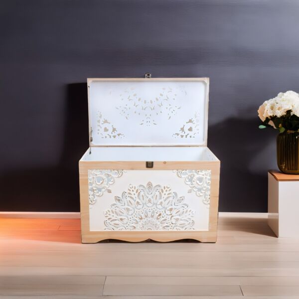 طقم صناديق خشب كلارا - خشبي وابيض