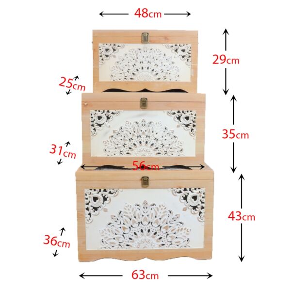 طقم صناديق خشب مارلين - خشبي وابيض