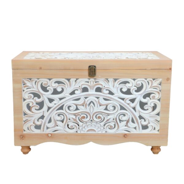 طقم صناديق خشب كارا - خشبي وابيض