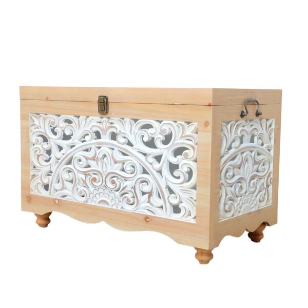 طقم صناديق خشب كارا - خشبي وابيض