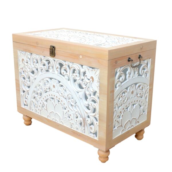 طقم صناديق خشب شاولا - بيج وابيض