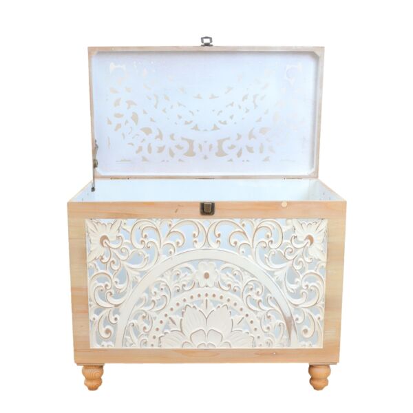 طقم صناديق خشب شاولا - بيج وابيض