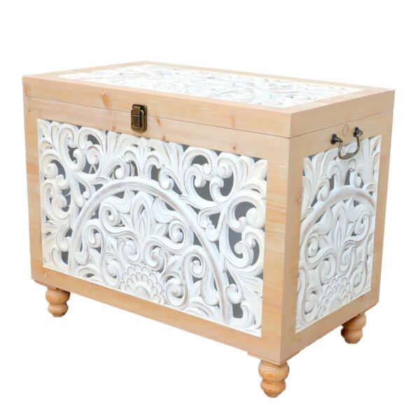 طقم صناديق خشب كينزو - بيج وابيض