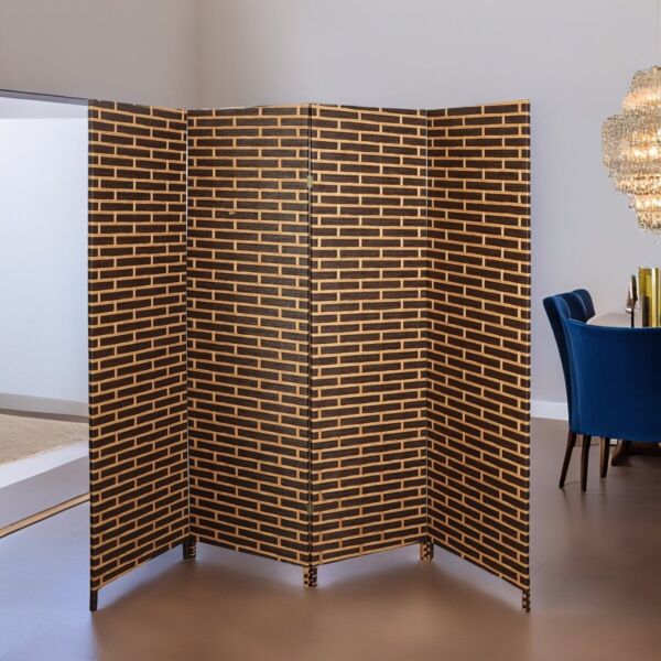 فاصل غرف بارتشن قابل الطي اورجانيز - بني وبيج