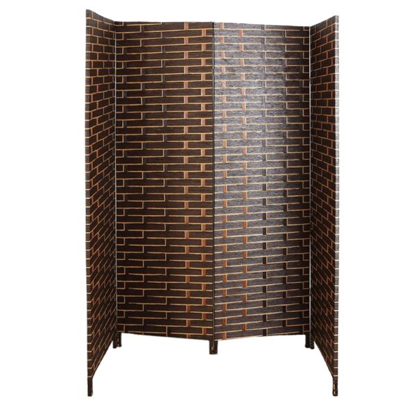 فاصل غرف بارتشن قابل للطي دراك - بني غامق وبيج