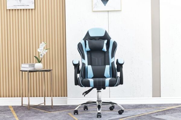 كرسي ألعاب سكاي قابل للتعديل - اسود وسماوي