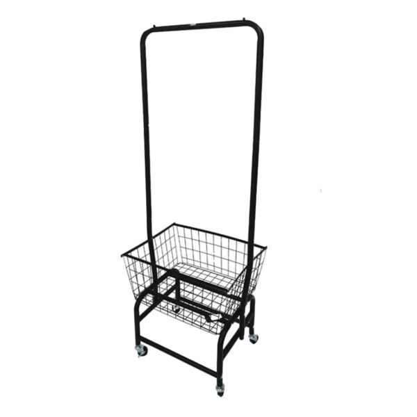 علاقة ملابس متحركة وسلة - أسود