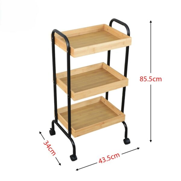 عربة خدمة بعجلات متحركة ريفر - خشبي وأسود