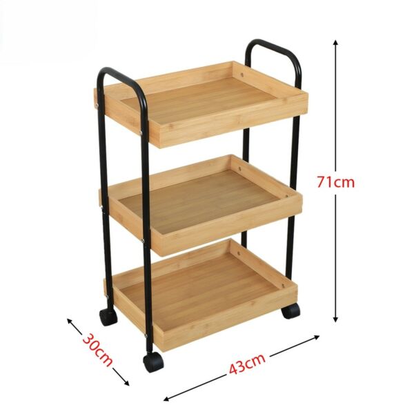 عربة خدمة بعجلات متحركة كيندر - خشبي وأسود