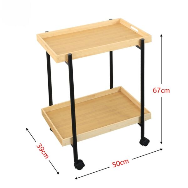 عربة خدمة دورين متحركة خشب وحديد ليلاس - خشبي وأسود