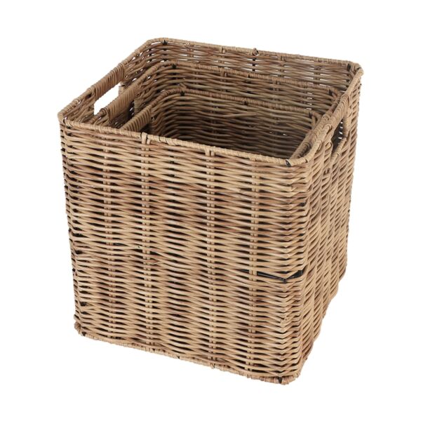 طقم سلال تخزين وتنظيم راتان 3 قطع مربعة ايلا - بيج