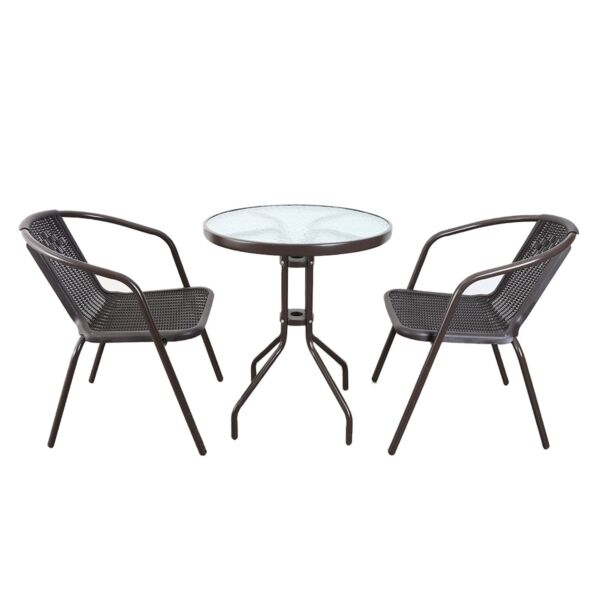 طقم جلسة خارجية قابل للطي 3 قطع جاردن - بني