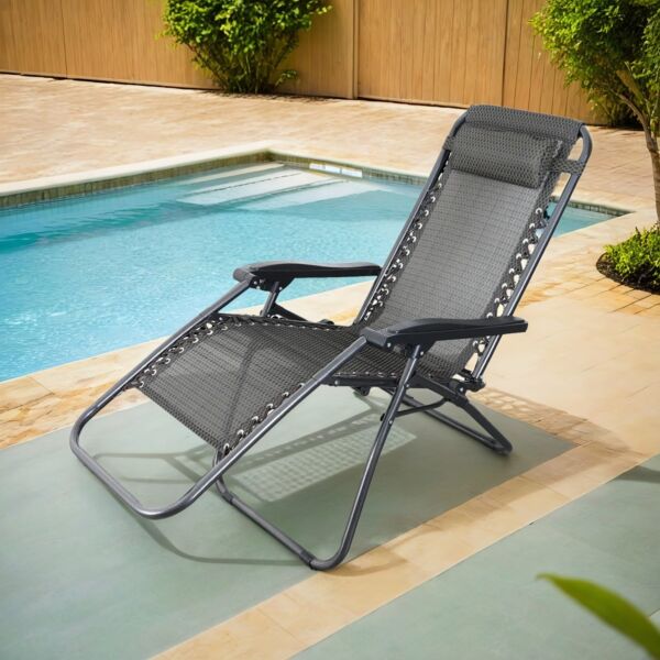 كرسي جلسة خارجية بمسند للرأس قابل للطي سبيكتر - رمادي