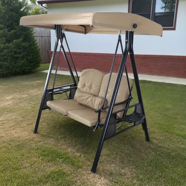 أرجوحة للحديقة مقعدين مع مظلة - بيج