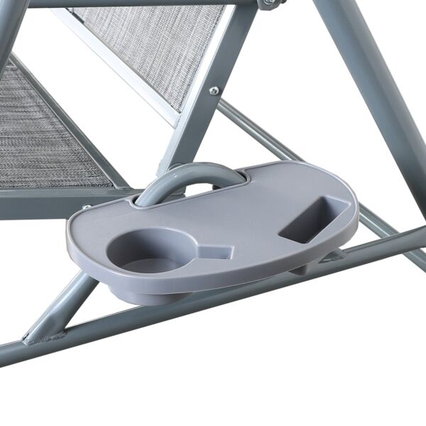 أرجوحة للحديقة بثلاثة مقاعد مع مظلة - رمادي