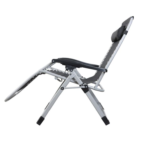 كرسي جلسة خارجية بمسند للرأس قابل للطي - اسود