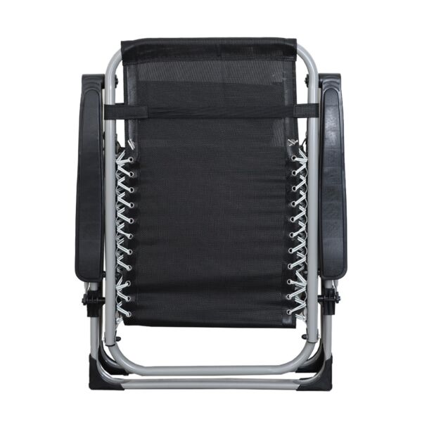 كرسي جلسة خارجية بمسند للرأس قابل للطي - اسود