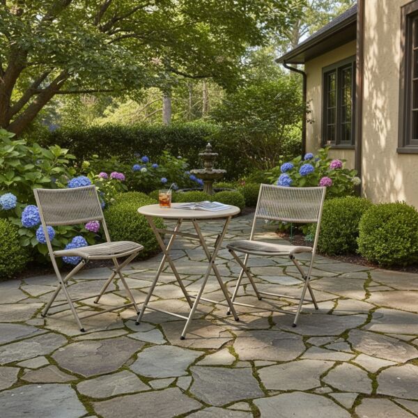 طقم طاولة دائرية قابلة للطي موناكا - 2 كراسي - بني فاتح