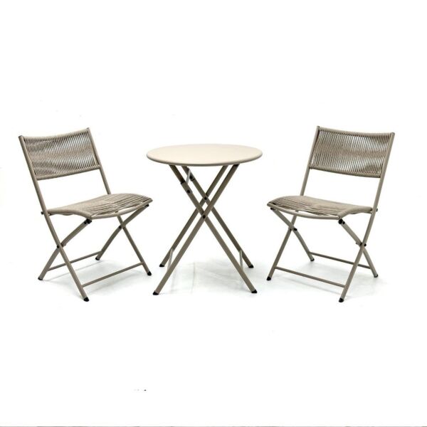 طقم طاولة دائرية قابلة للطي موناكا - 2 كراسي - بني فاتح