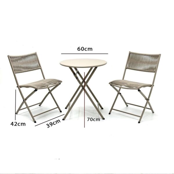 طقم طاولة دائرية قابلة للطي موناكا - 2 كراسي - بني فاتح