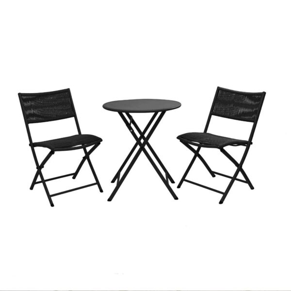 طقم طاولة دائرية قابلة للطي موناكا - 2 كراسي - اسود