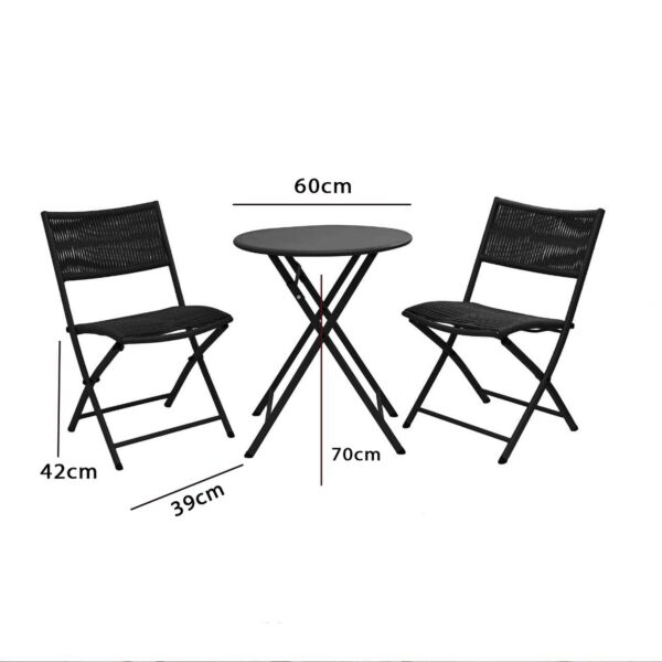 طقم طاولة دائرية قابلة للطي موناكا - 2 كراسي - اسود