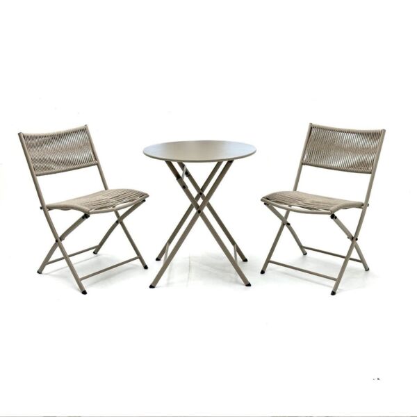 طقم طاولة دائرية قابلة للطي موناكا - 2 كراسي - بيج