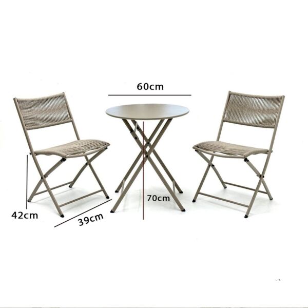 طقم طاولة دائرية قابلة للطي موناكا - 2 كراسي - بيج