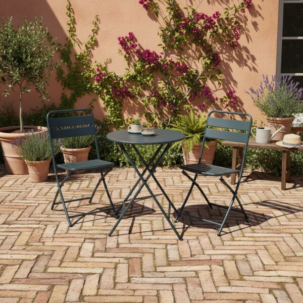طقم طاولة دائرية قابلة للطي سارو - 2 كراسي - اخضر غامق