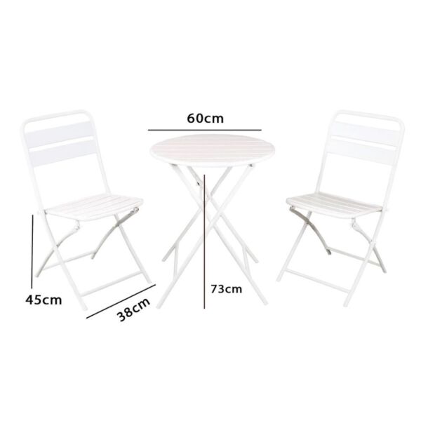 طقم طاولة دائرية قابلة للطي سارو - 2 كراسي - ابيض